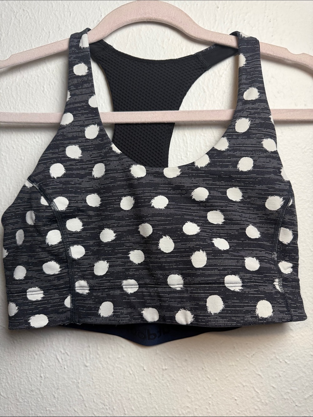 Outdoor Voices Polka Dot Racerback Sports Bra - Black & White